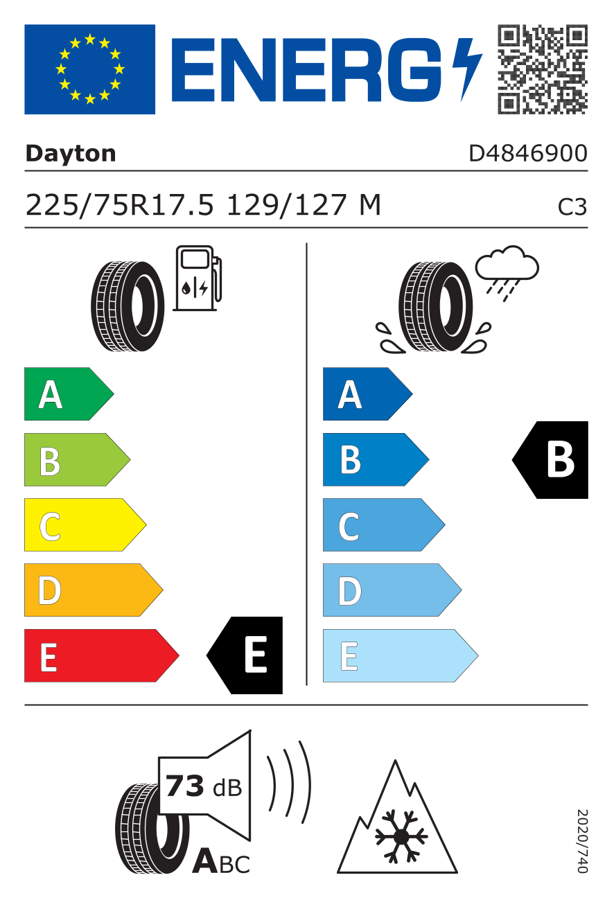 Dayton 225/75R17.5 129/127M D650D